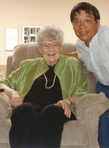 Jean Murley Frazier with her former 5th grade student Henry Sakaida in 2011.